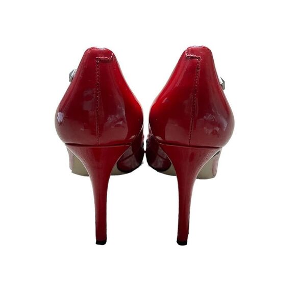 Enzo Angiolini Candy Apple Red Studded Peep Toes - Picture 8 of 16